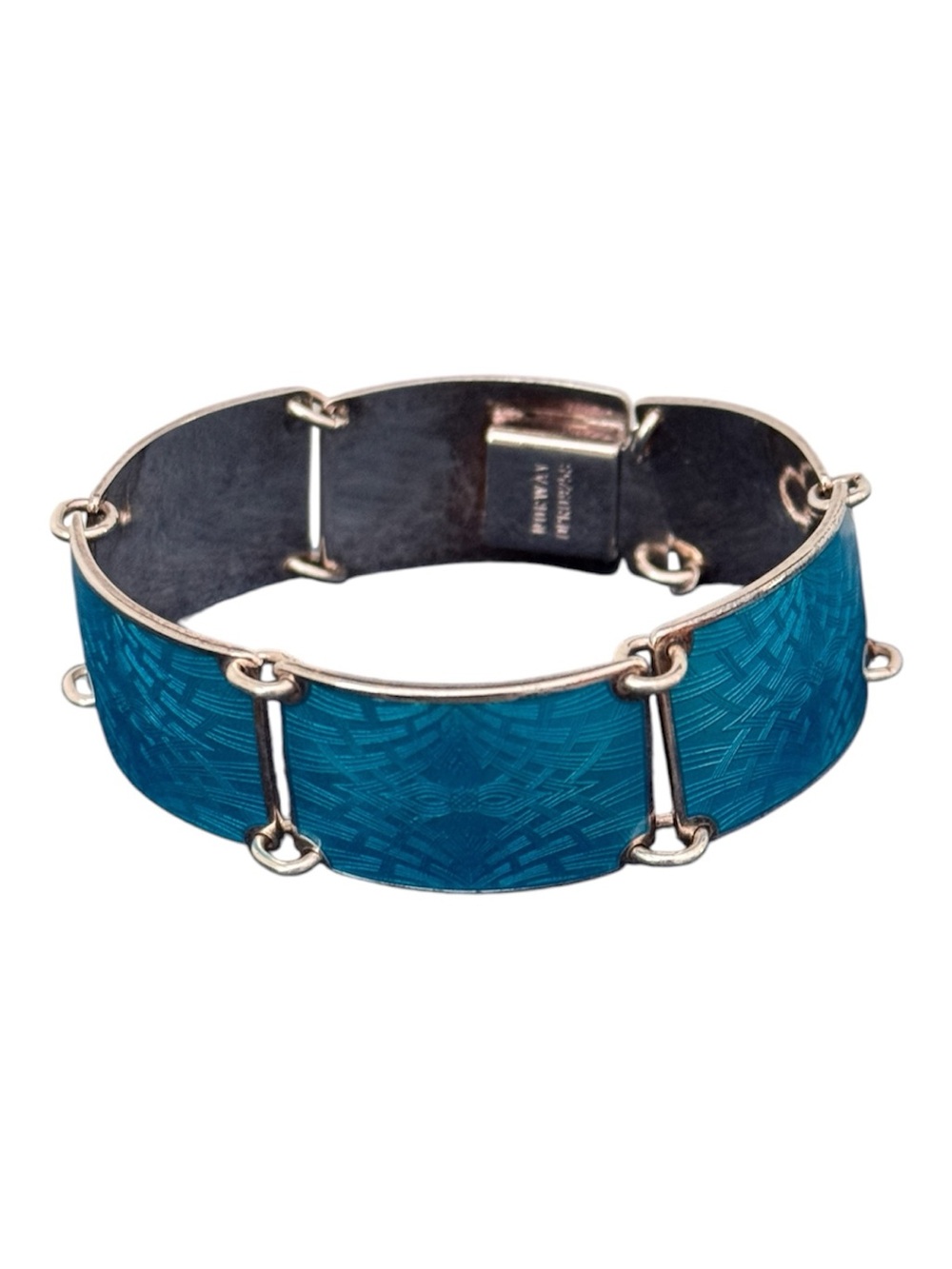 Norwegian Blue 925 Sterling Silver Enamel
Panel Bracelet